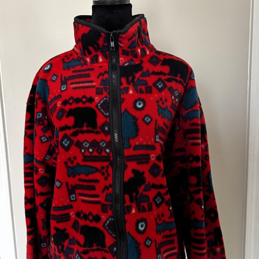 LL BEAN PATTERNED FULL ZIP FLEECE